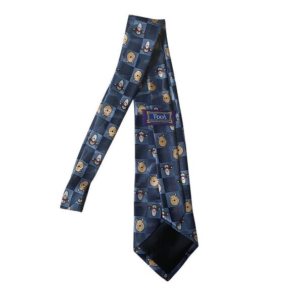 Vintage 1990s Winnie the Pooh Tie | Disney 100 Acre Collection, Navy Blue Silk - Picture 3 of 4